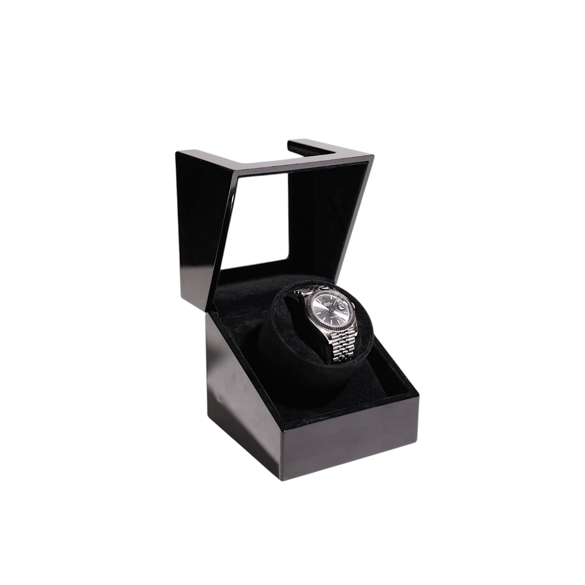 Winderly Carina, remontoir de montre automatique noir élégant avec finition brillante et intérieur en velours