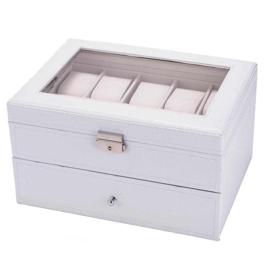 Vegan Leather Watch Box – 20 Watches, White | Winderly