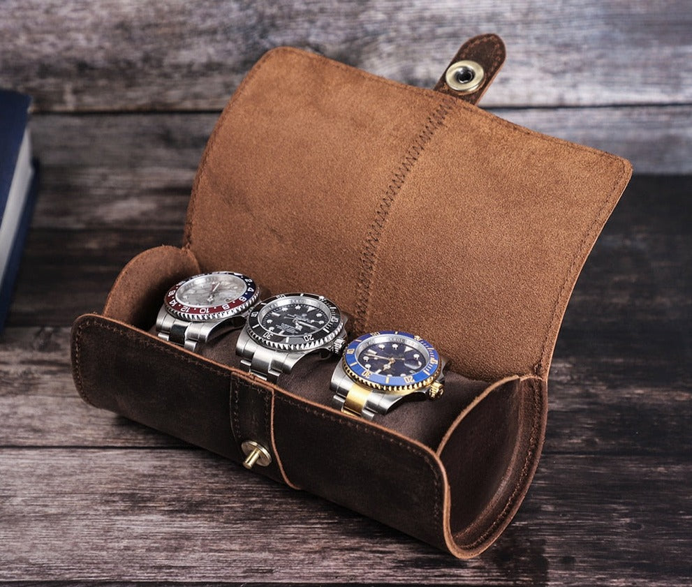 Leather Watch Case – Up to 3 Watches, Vintage Style | Winderly