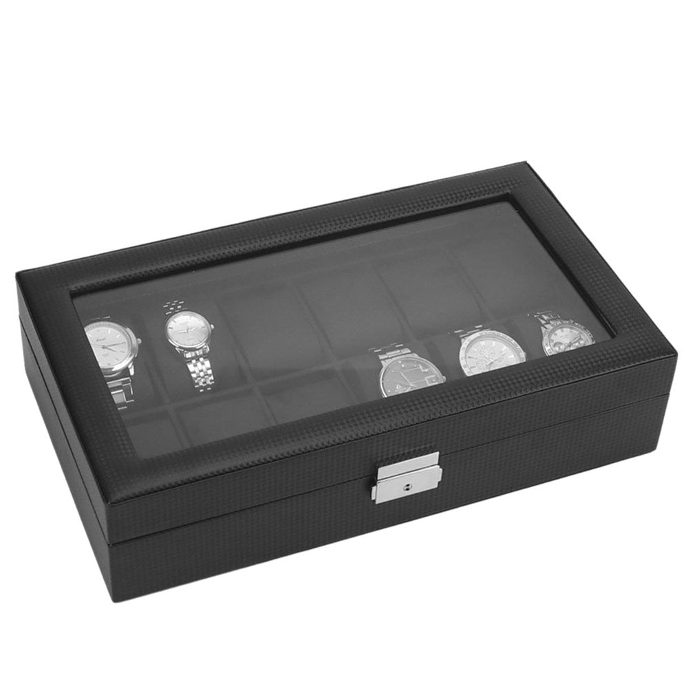 Carbon Fiber Watch Box – 12 Watches, Black | Winderly