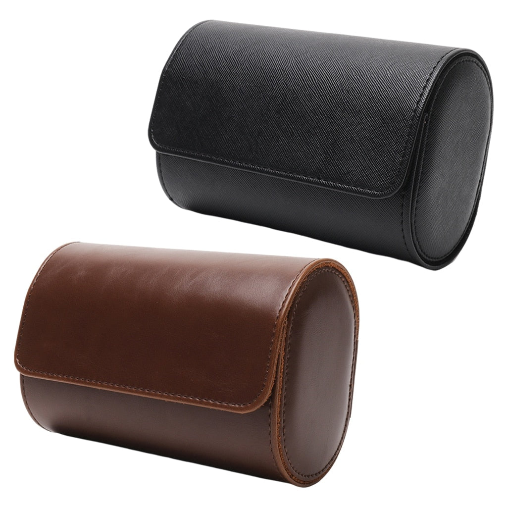 Brown Travel Case – 2 Watches, Black | Winderly