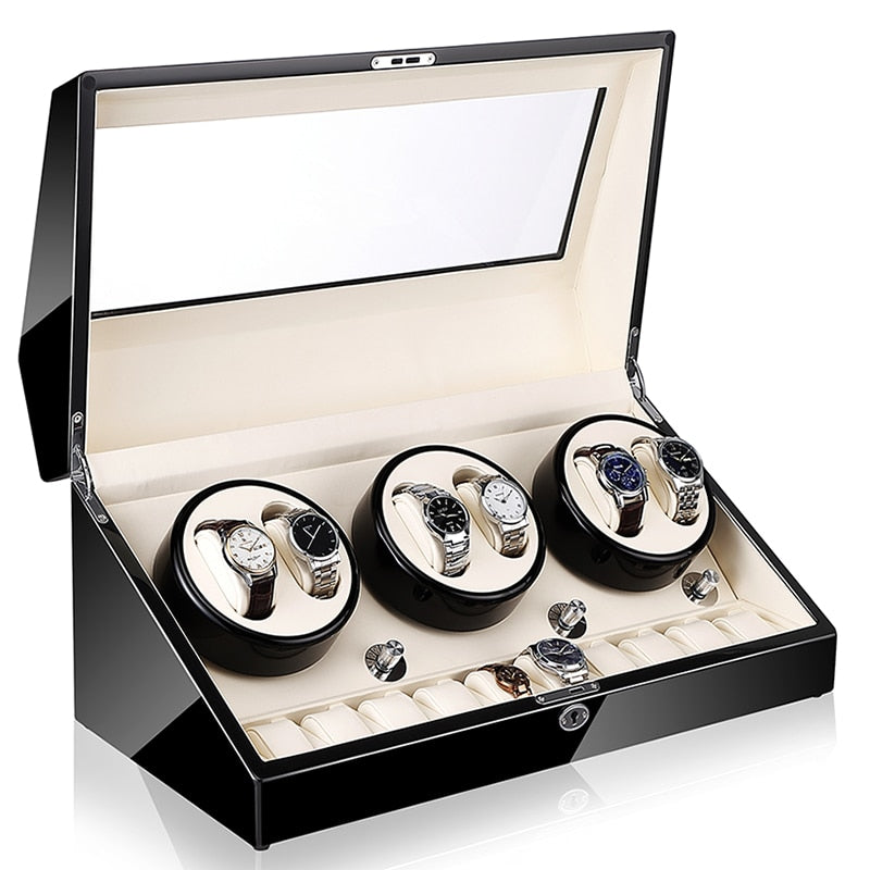 Wood Watch Winder Cabinet – 16 Watches, Black | Winderly