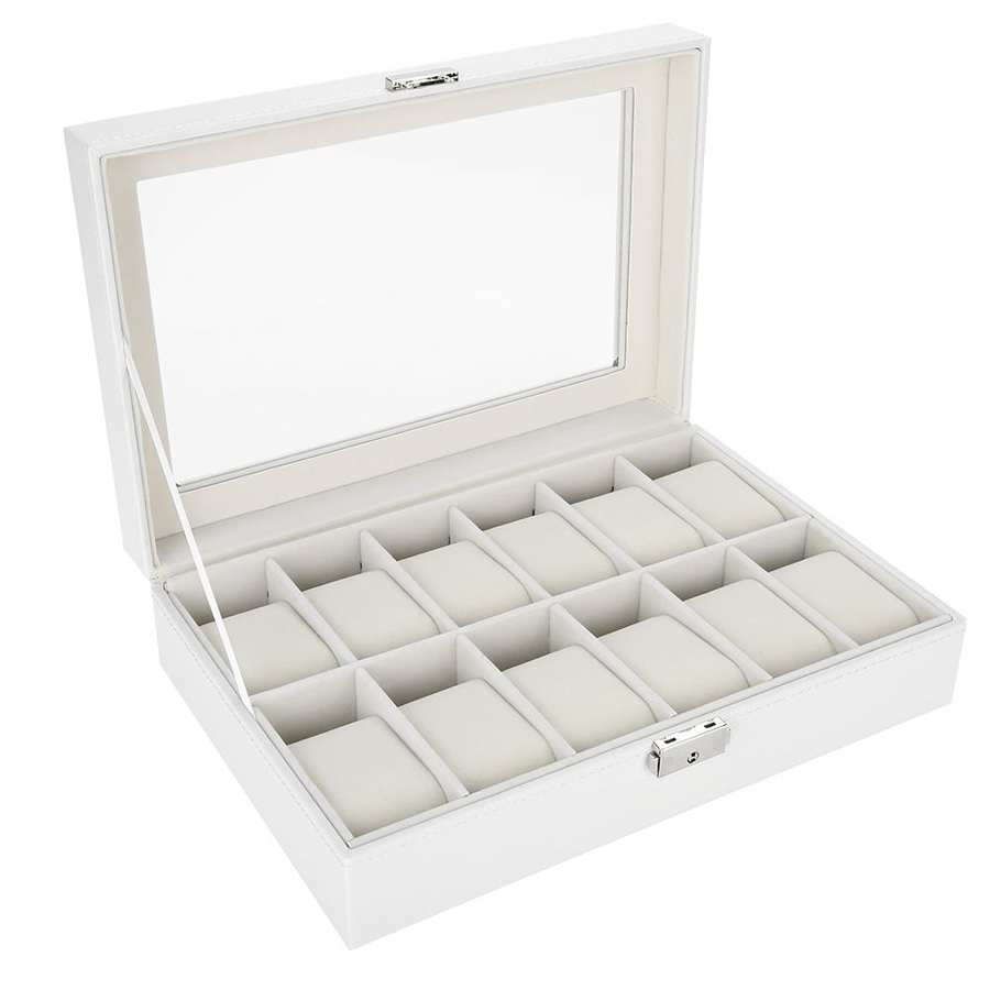 Vegan Leather Watch Box – 12 Watches, White | Winderly