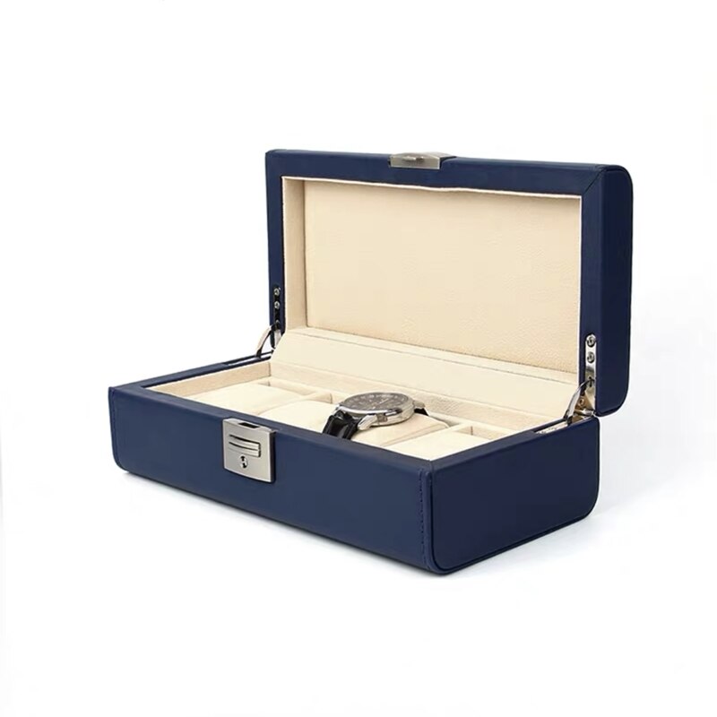 Dark Blue Watch Box – 4 Watches, Black | Winderly