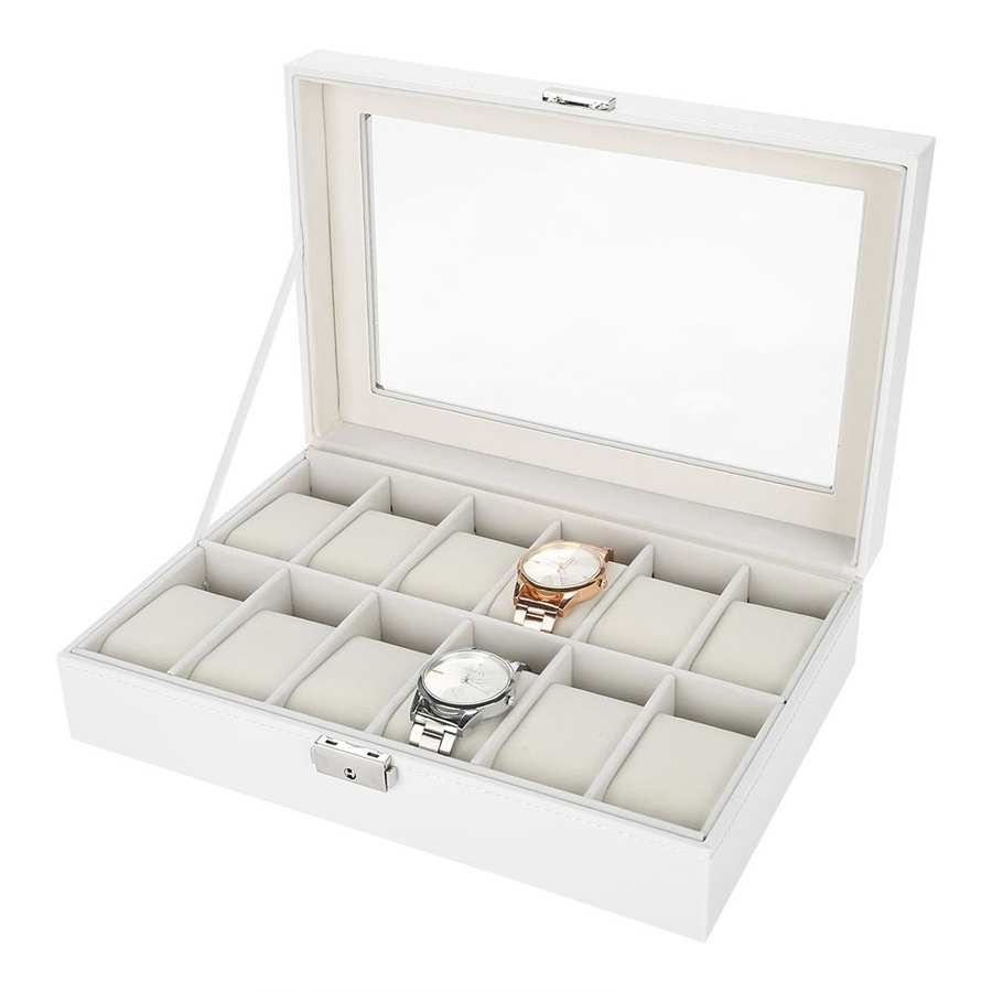 Vegan Leather Watch Box – 12 Watches, White | Winderly