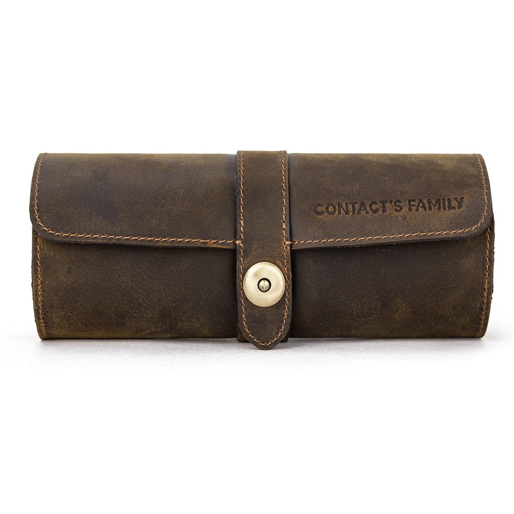 Leather Watch Case – Up to 3 Watches, Vintage Style | Winderly