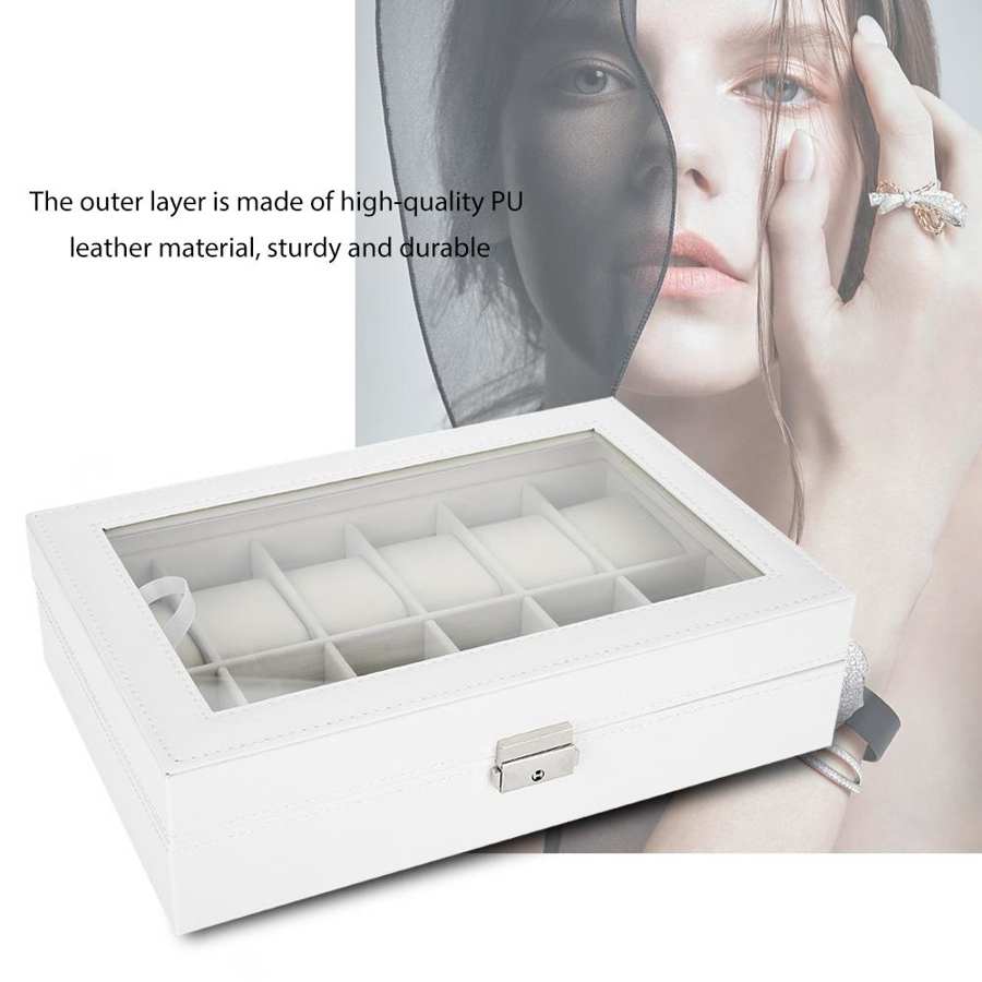 Vegan Leather Watch Box – 12 Watches, White | Winderly