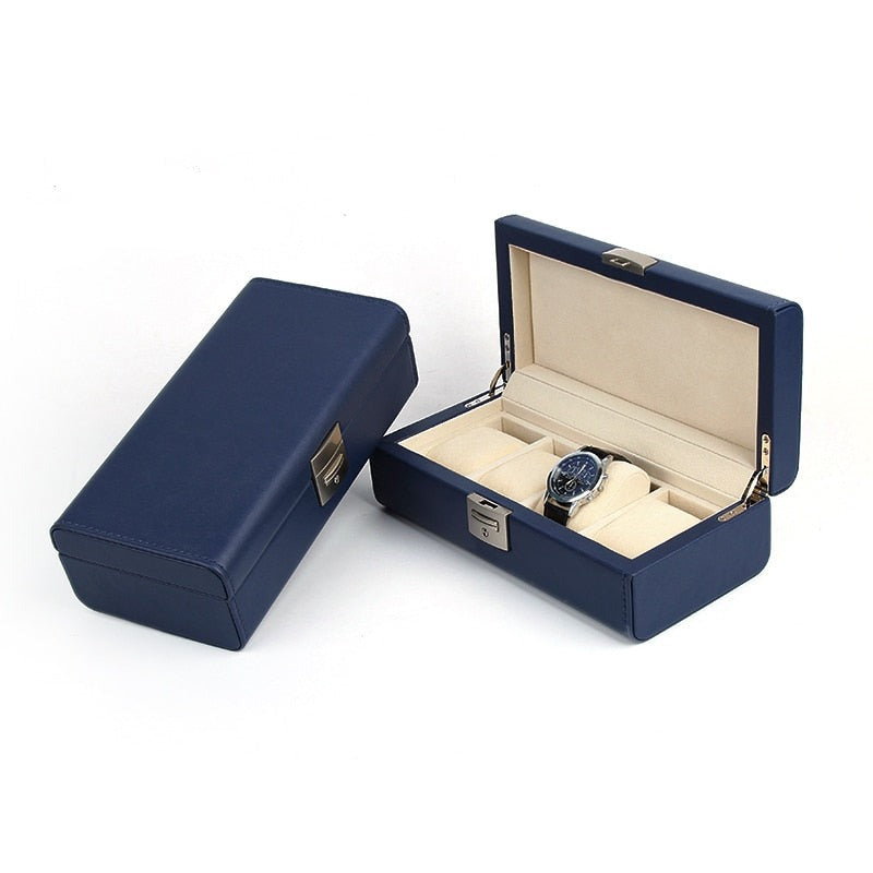 Dark Blue Watch Box – 4 Watches, Black | Winderly