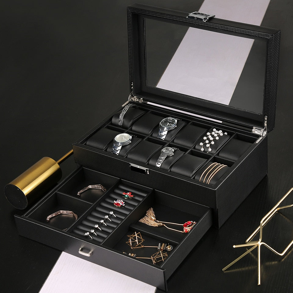 Carbon Fiber Watch Box – 6 Watches, Black | Winderly