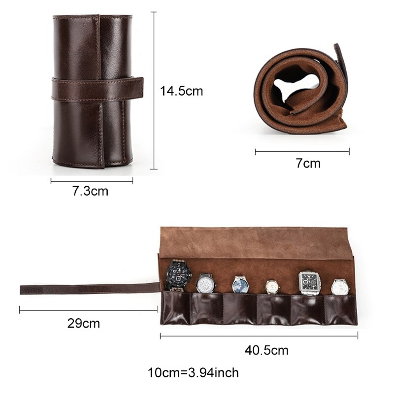 Leather Watch Case – 6 Watches, Brown | Winderly
