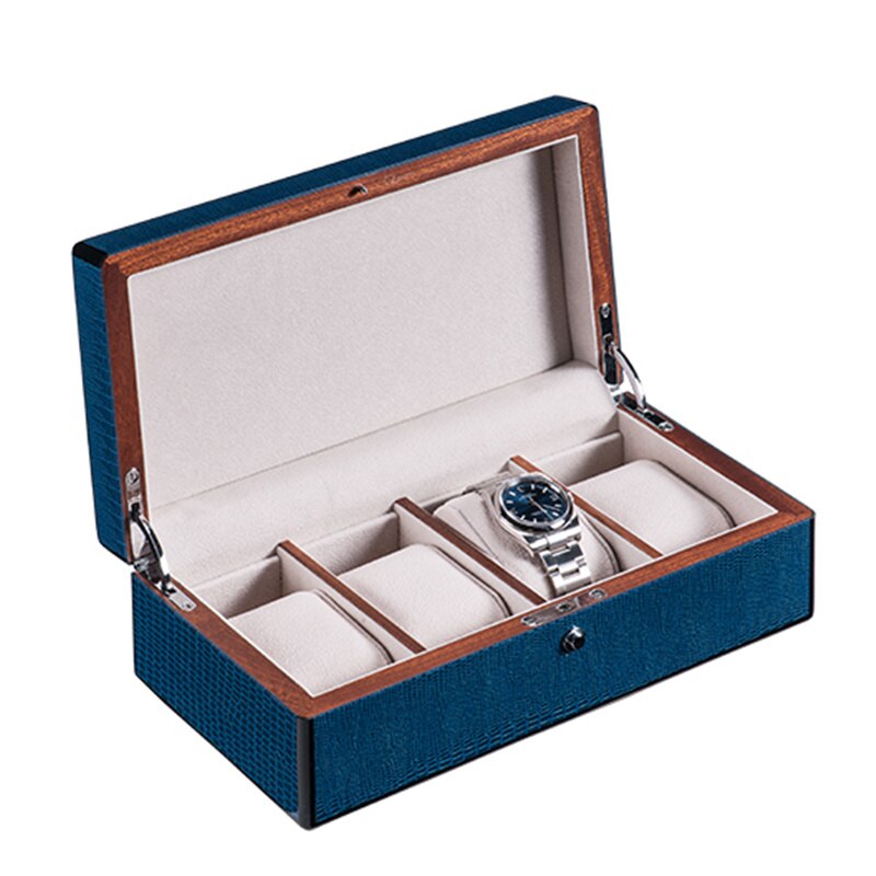 Wood Watch Box – 4 Watches, Blue | Winderly