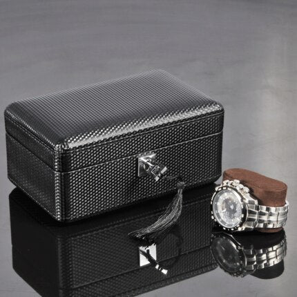 Carbon Fiber Watch Box – 3 Watches, With Lock | Winderly