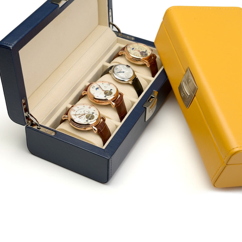 Yellow Watch Box – 4 Watches, Dark Blue | Winderly
