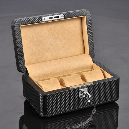 Carbon Fiber Watch Box – 3 Watches, With Lock | Winderly