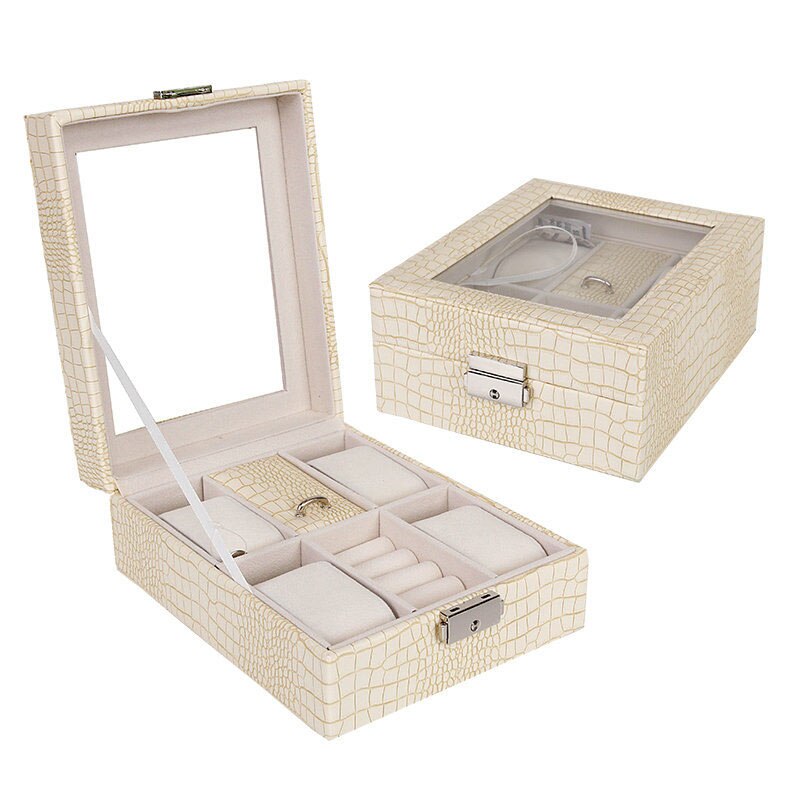 Crocodile-Embossed Leather Watch & Jewellery Box – 2 Watches | Winderly