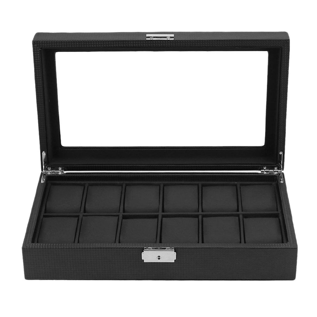 Carbon Fiber Watch Box – 12 Watches, Black | Winderly