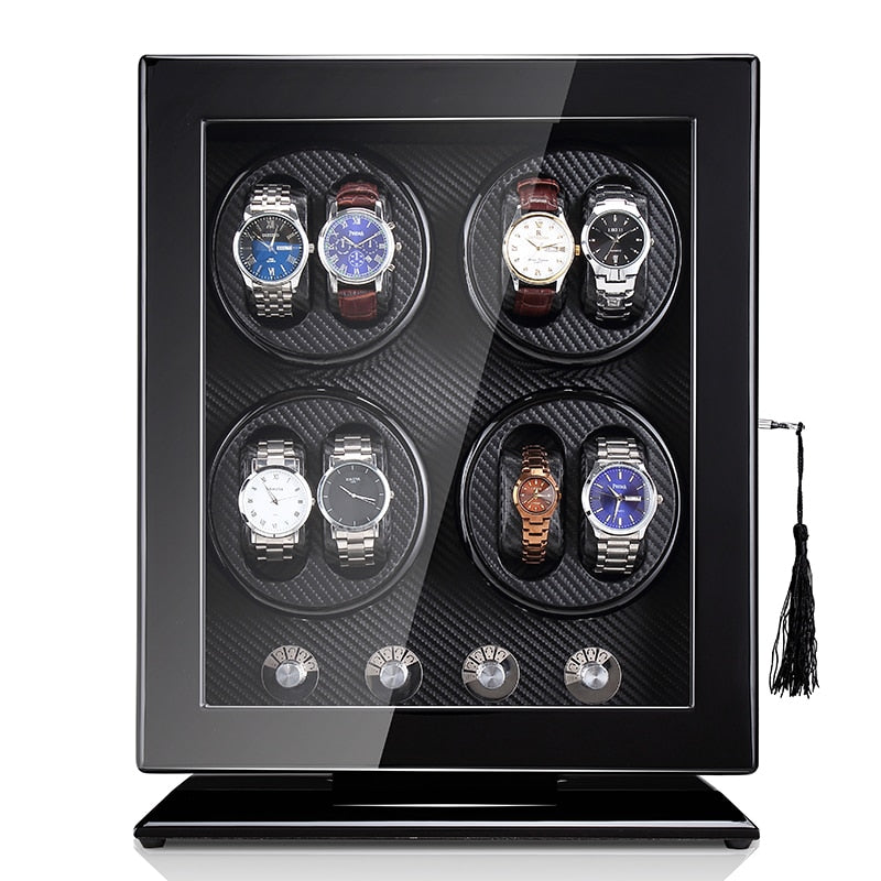 Lacquered Wood Watch Winder – 8 Watches, Black | Winderly