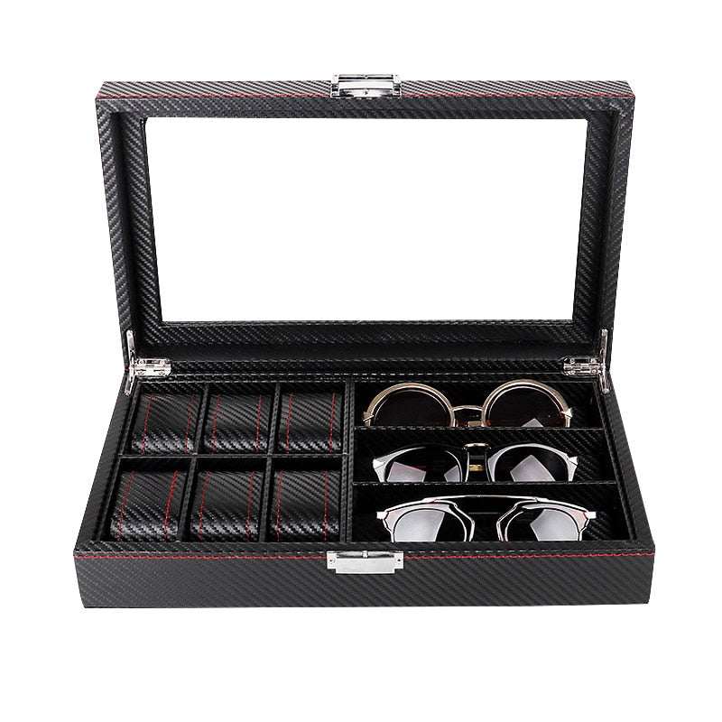 Carbon Fiber Watch & Jewellery Box – 6 Watches, Black | Winderly