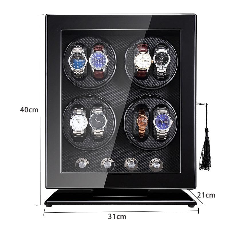 Lacquered Wood Watch Winder – 8 Watches, Black | Winderly