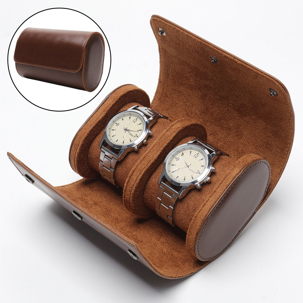 Brown Travel Case – 2 Watches, Black | Winderly