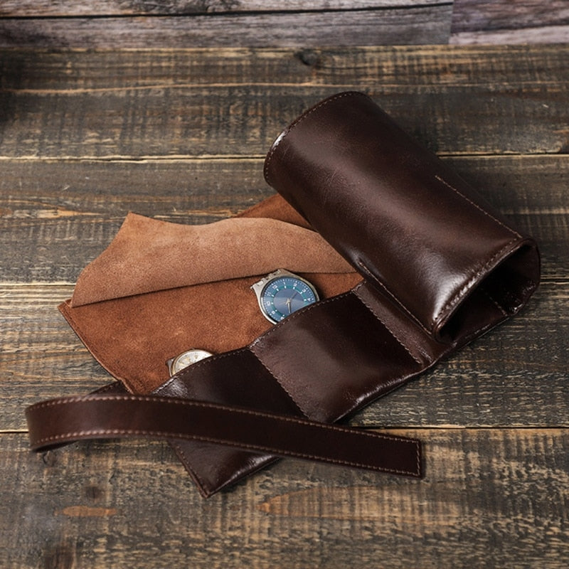Leather Watch Case – 6 Watches, Brown | Winderly