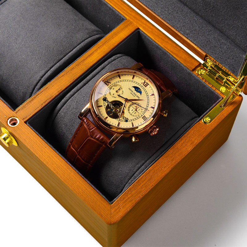 Solid Wood Watch Box – 2 Watches | Winderly