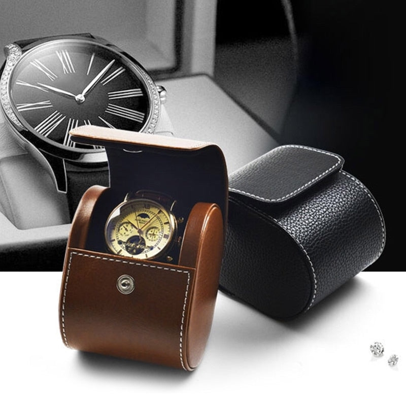 Brown Travel Case – 1 Watch, Black | Winderly