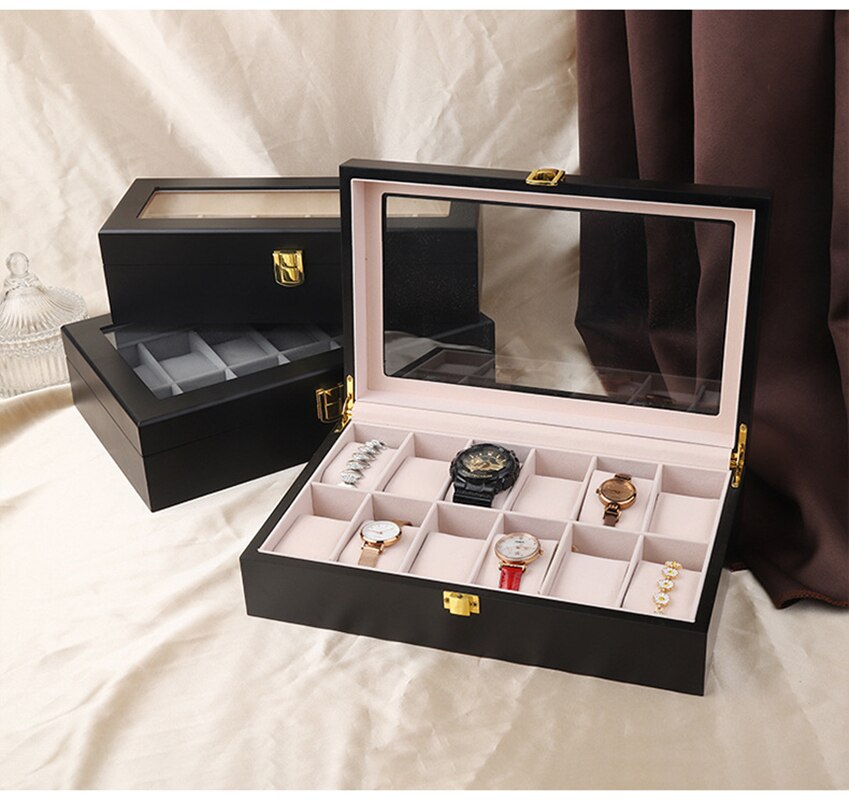 Wood Watch Box – 12 Watches, Black | Winderly