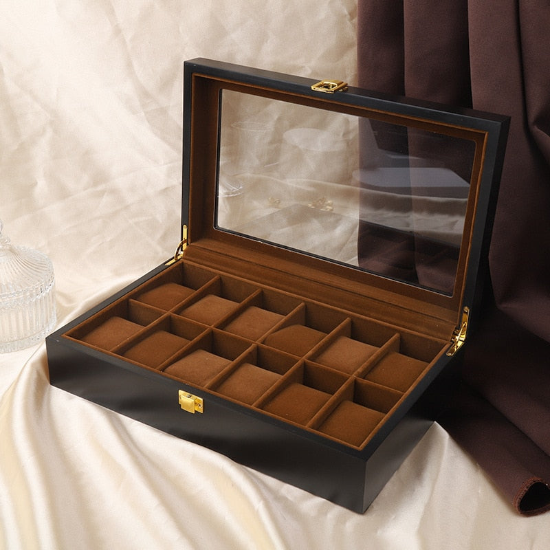 Wood Watch Box – 12 Watches, Black | Winderly