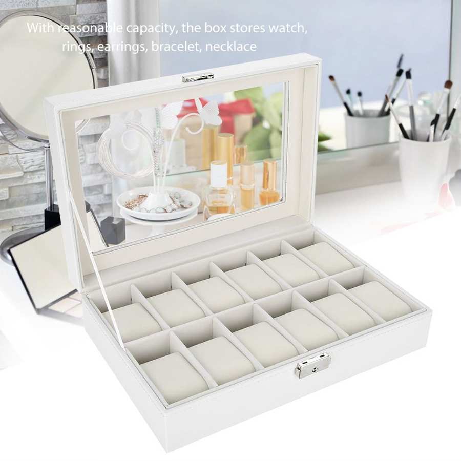 Vegan Leather Watch Box – 12 Watches, White | Winderly
