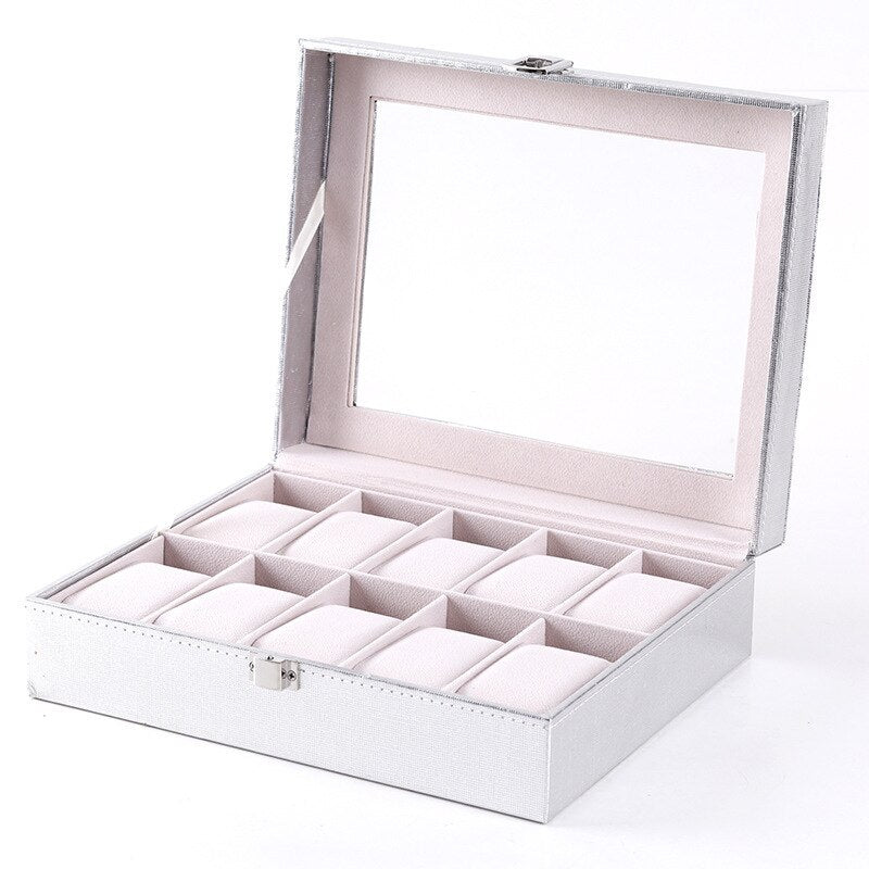Wood Watch Box – 10 Watches, White & Silver | Winderly