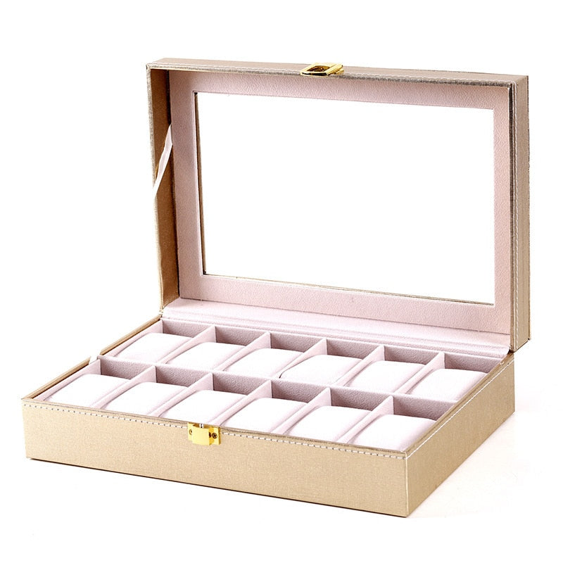 Wood Watch Box – 12 Watches, Gold & Pink | Winderly