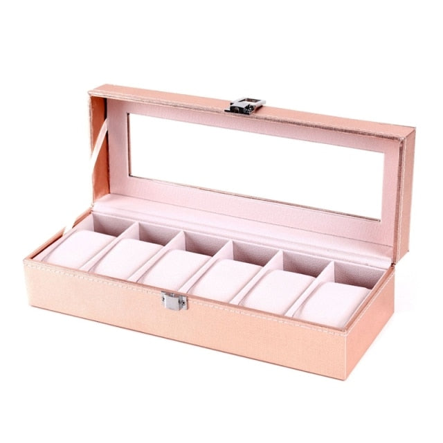 Wood Watch Box – 6 Watches, Pink | Winderly