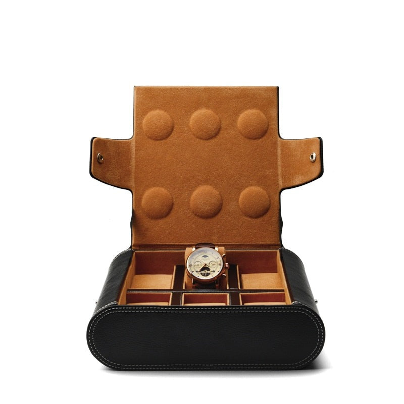 Genuine Leather Travel Case – 6 Watches | Winderly