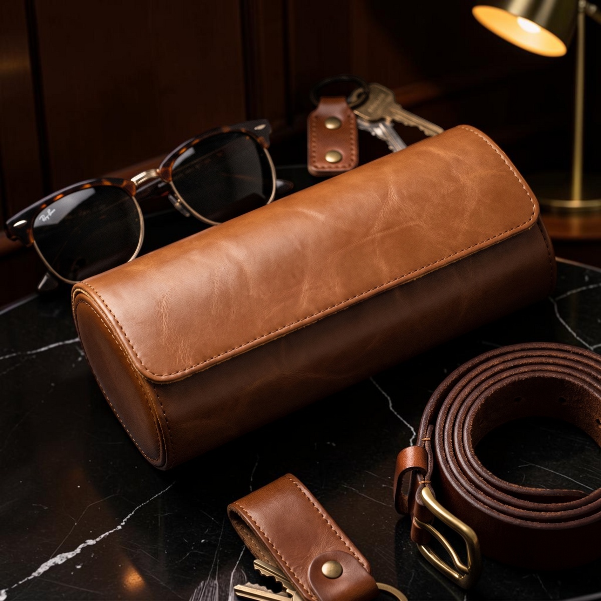 The Burlington 3 watch travel case in a drawer