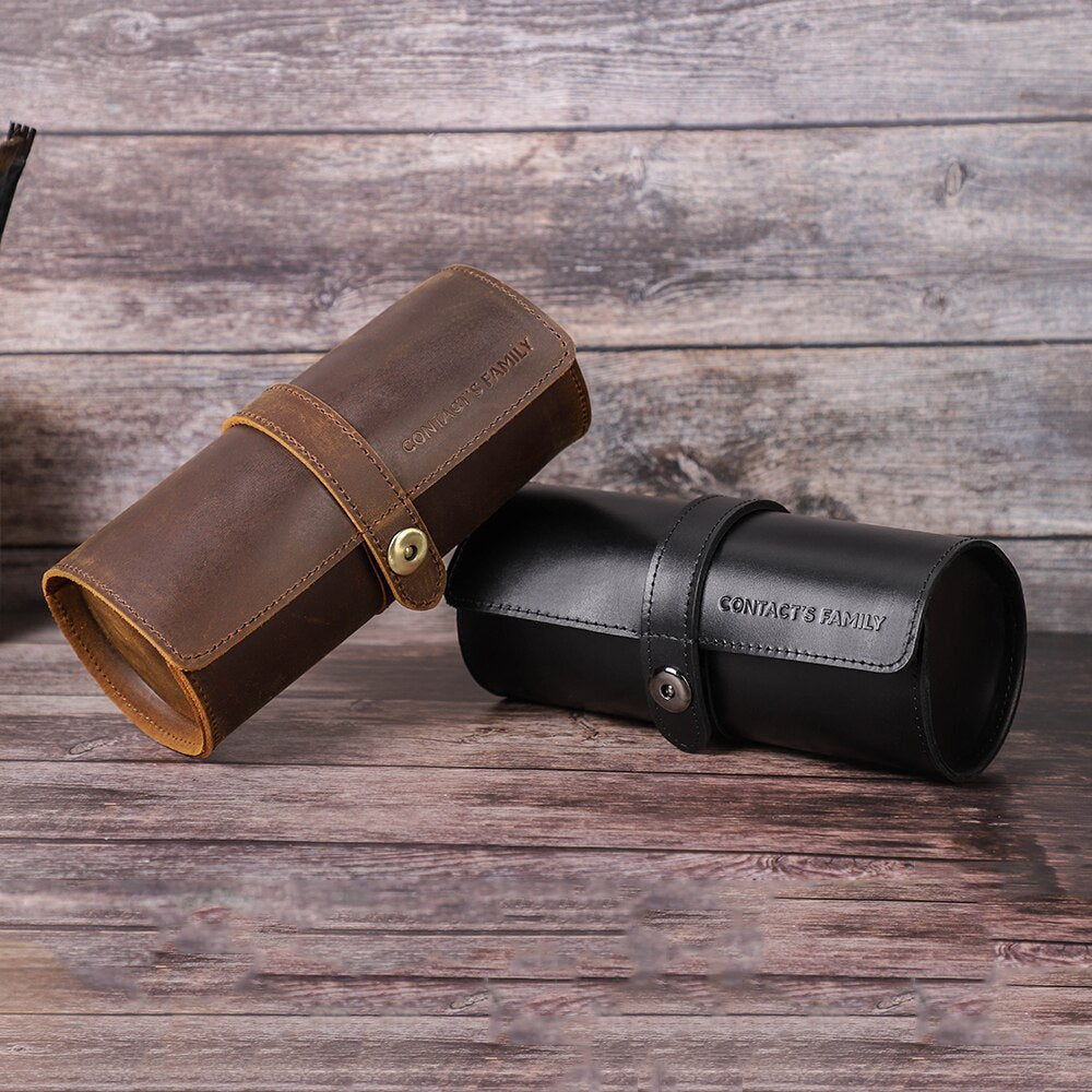Leather Watch Case – 3 Watches, Black | Winderly