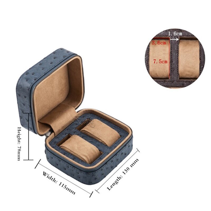 Ostrich-Embossed Leather Watch Case – 2 Watches | Winderly