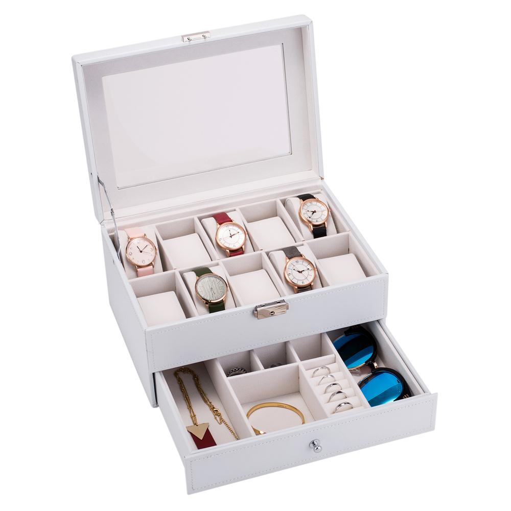 Vegan Leather Watch Box – 10 Watches, White | Winderly