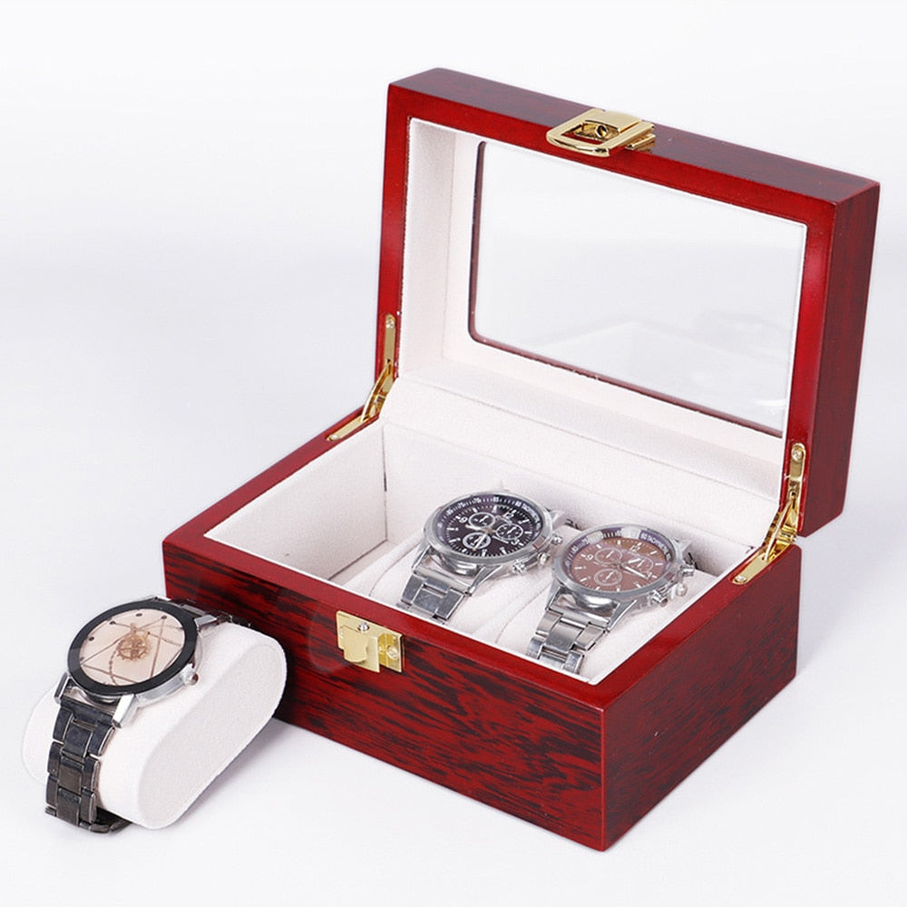 Wood Watch Box – Up to 3 Watches, Red | Winderly