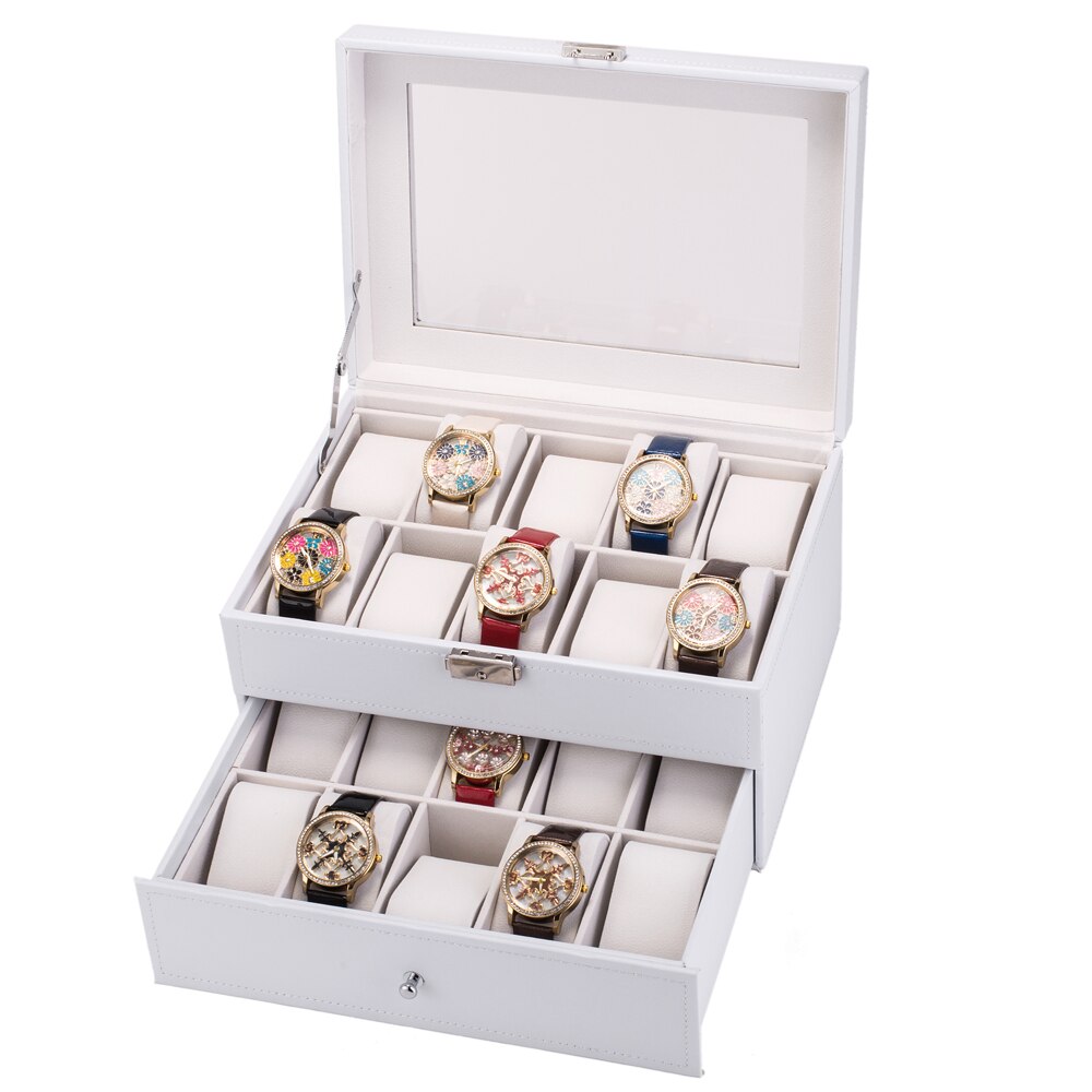 Vegan Leather Watch Box – 20 Watches, White | Winderly