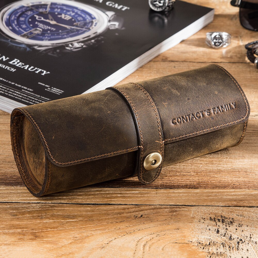 Leather Watch Case – 3 Watches, Black | Winderly