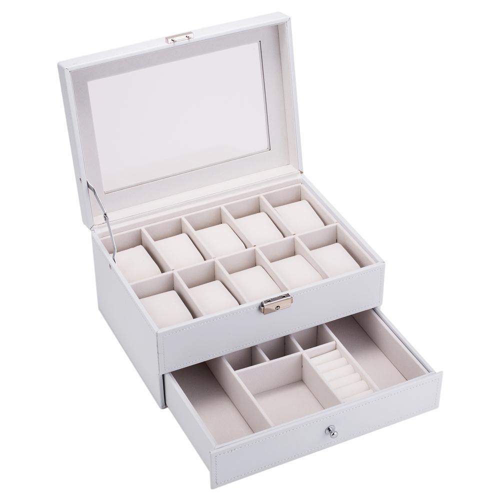 Vegan Leather Watch Box – 10 Watches, White | Winderly