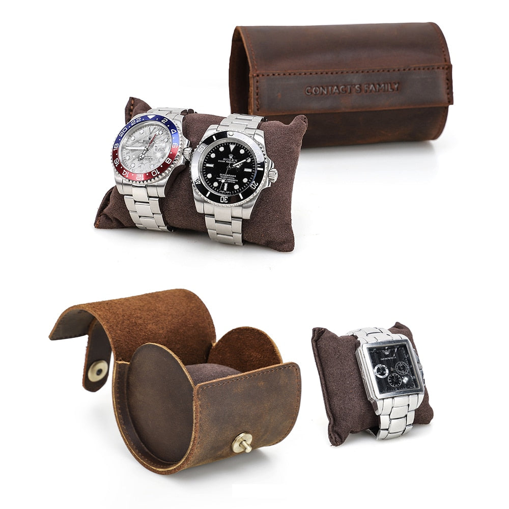 Leather Watch Case – Up to 3 Watches, Vintage Style | Winderly