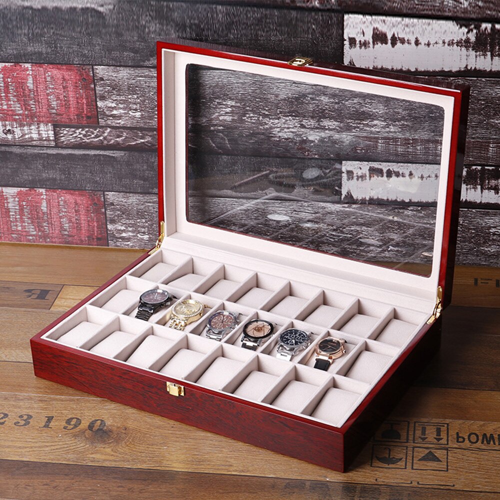 Wood Watch Box – 24 Watches, Red | Winderly