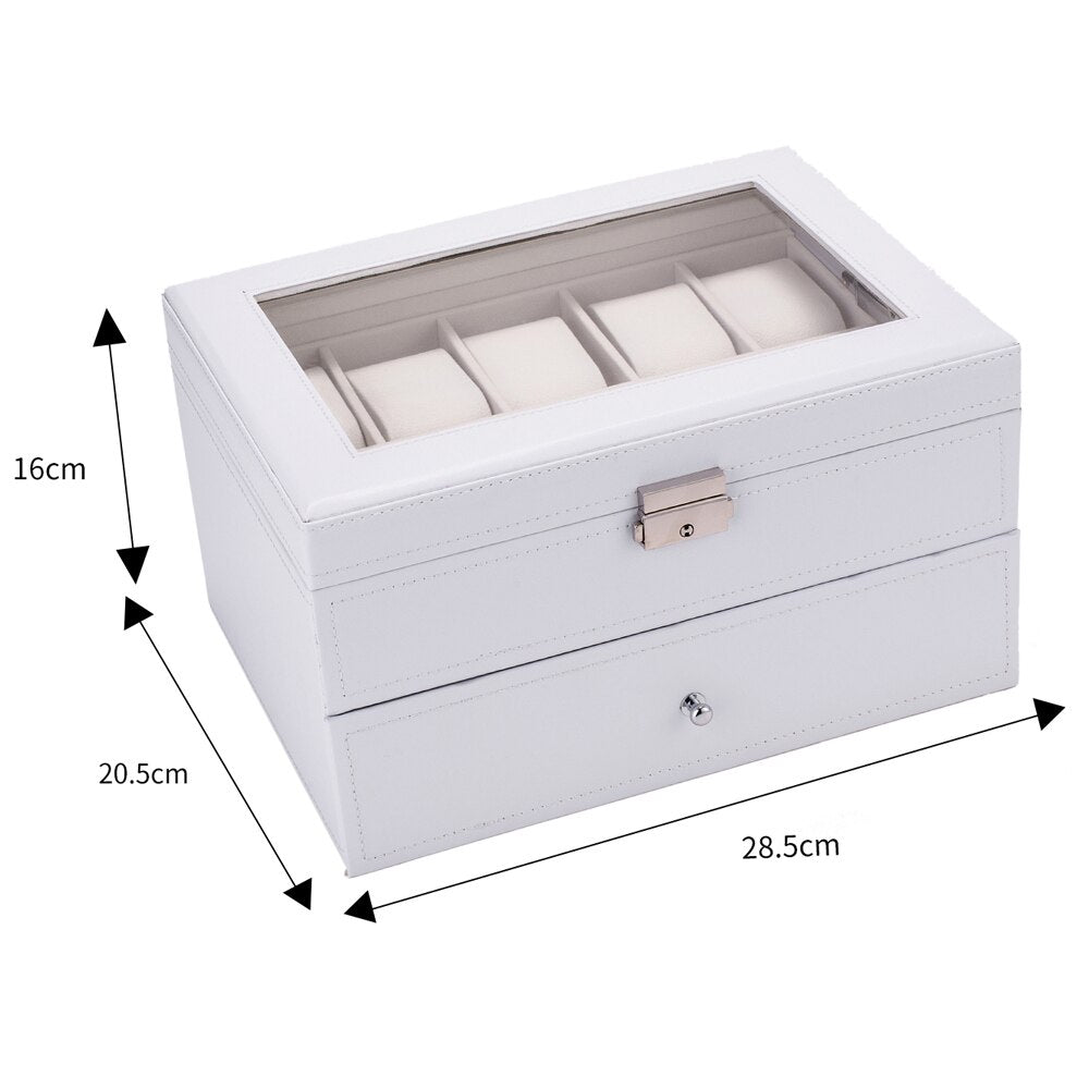 Vegan Leather Watch Box – 20 Watches, White | Winderly