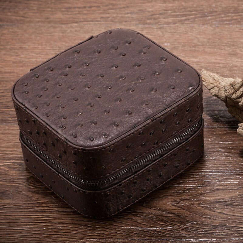 Ostrich-Embossed Leather Watch Case – 2 Watches | Winderly