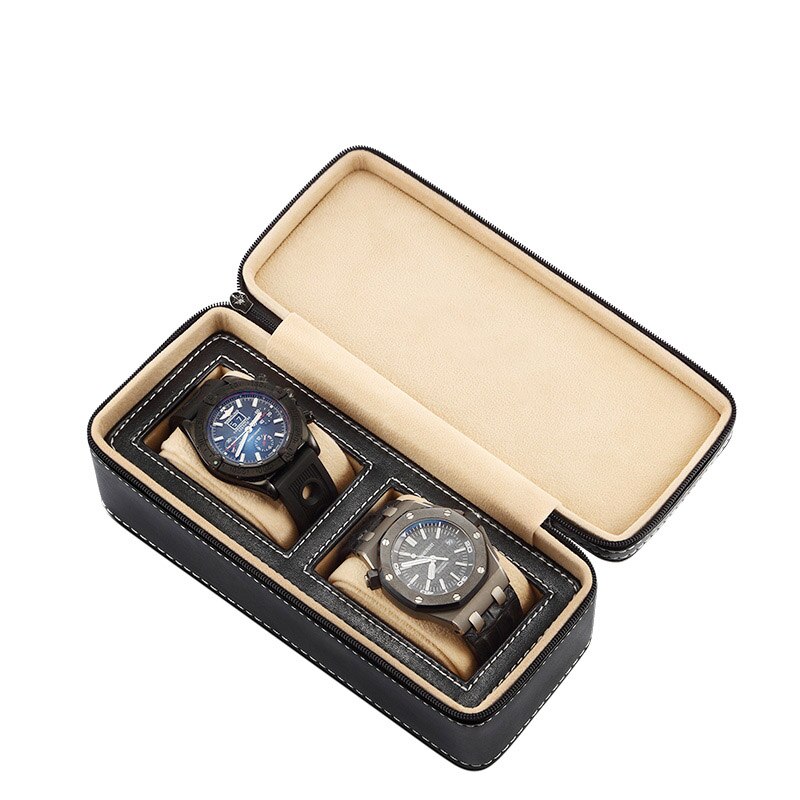 Ostrich-Embossed Leather Watch Box – 2 Watches | Winderly