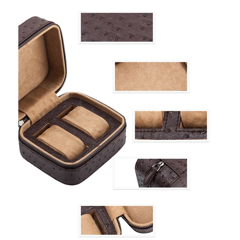 Ostrich-Embossed Leather Watch Case – 2 Watches | Winderly