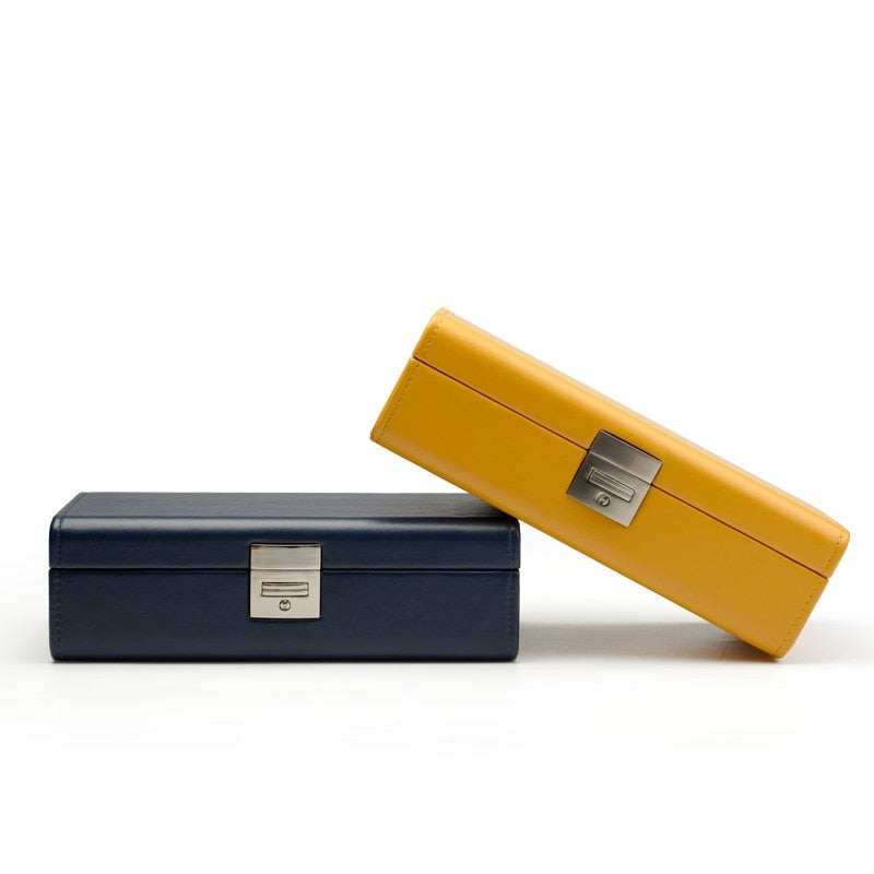 Yellow Watch Box – 4 Watches, Dark Blue | Winderly
