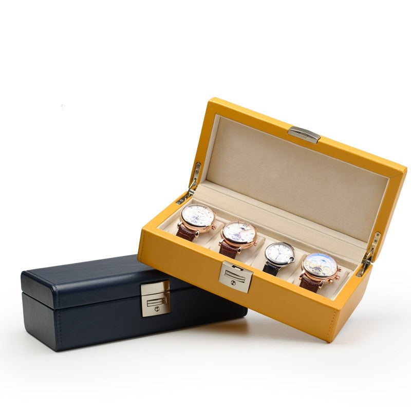 Yellow Watch Box – 4 Watches, Dark Blue | Winderly